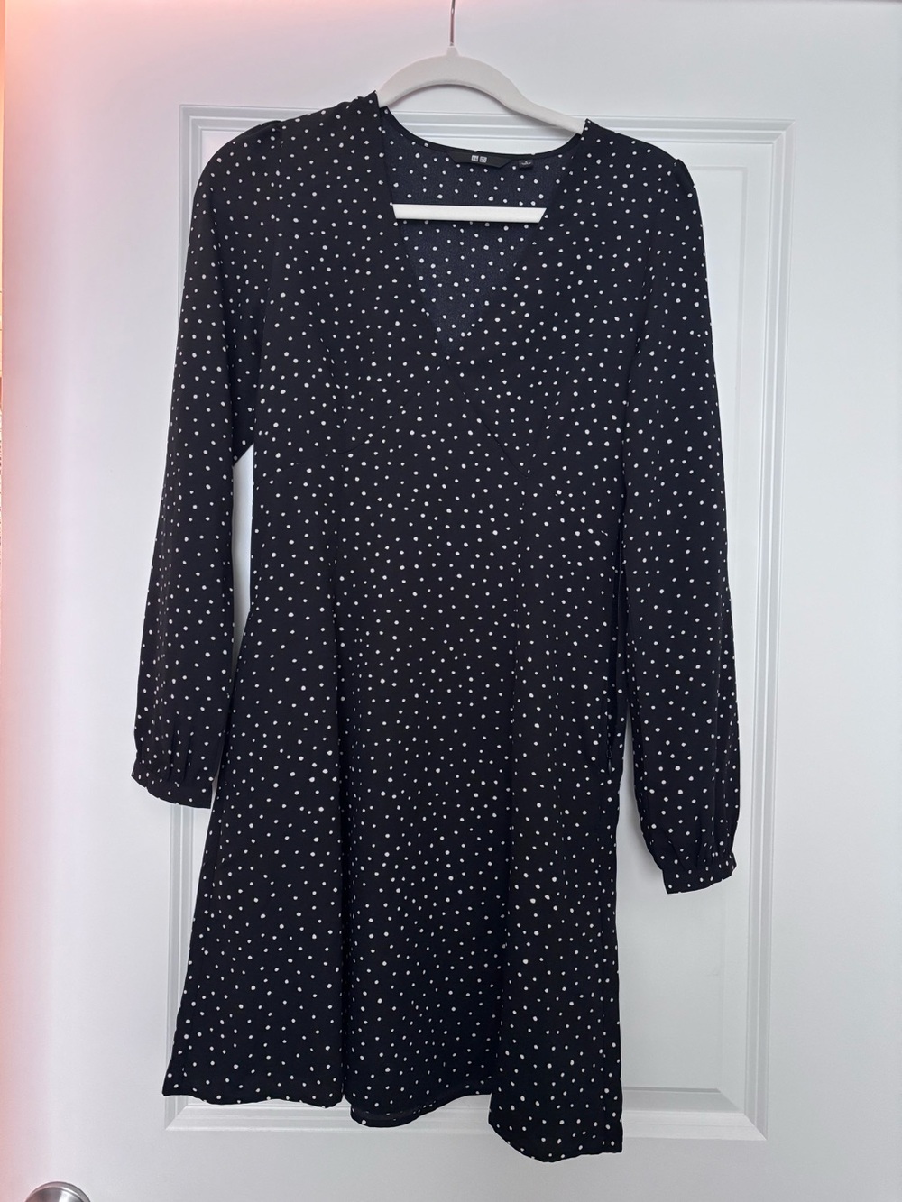 Uniqlo Black Long Sleeve Polka Dot Dress